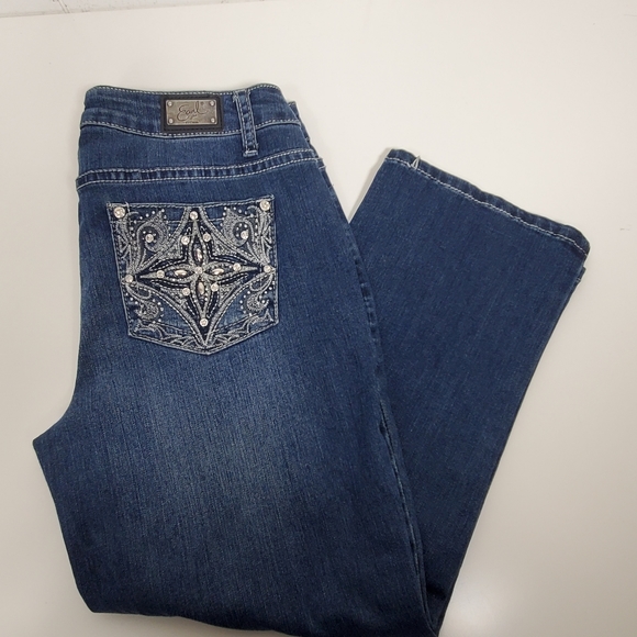 Earl jeans rhinestone bling capri jeans size 6 petite - Picture 10 of 14